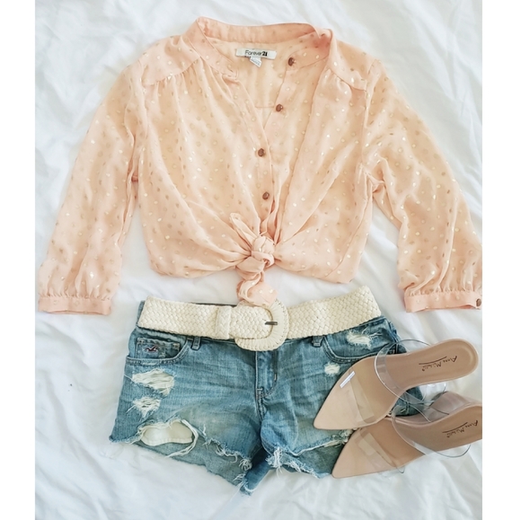 Forever 21 Tops - Peach colored Polka dot Blouse